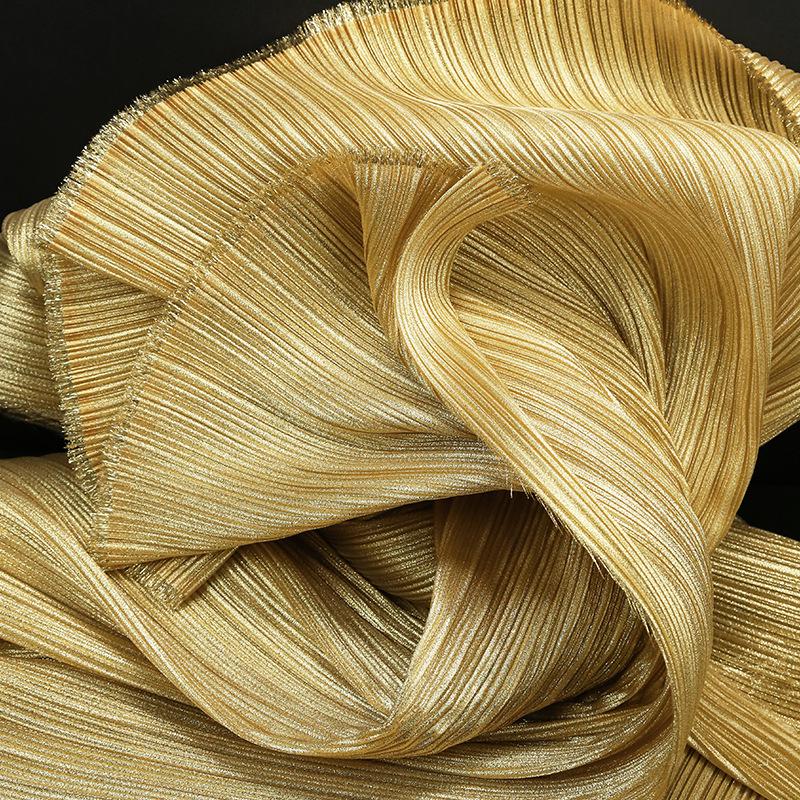 Metallic Pearl Pleated Yarn Fabric for Sculptable Wedding and Stage Floral Design