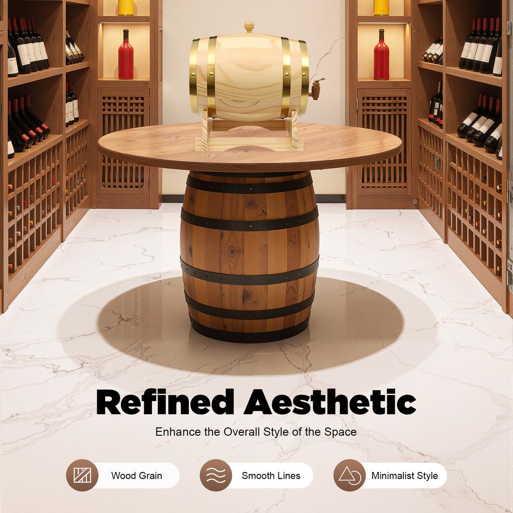 5L Wooden Wine Aging Barrel with Faucet, Pine Oak Whiskey Beer Storage Keg, Home Bar Decor for Liquor Rum, Gift for Wine Lovers