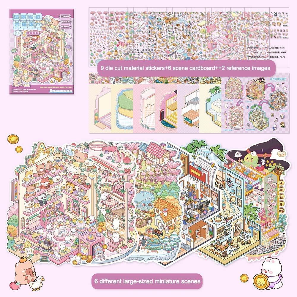 20Pcs/Book 3D Miniature Scene 3D Stickers DIY Notebook Sticker Landscape Sticker Book  Children Gift