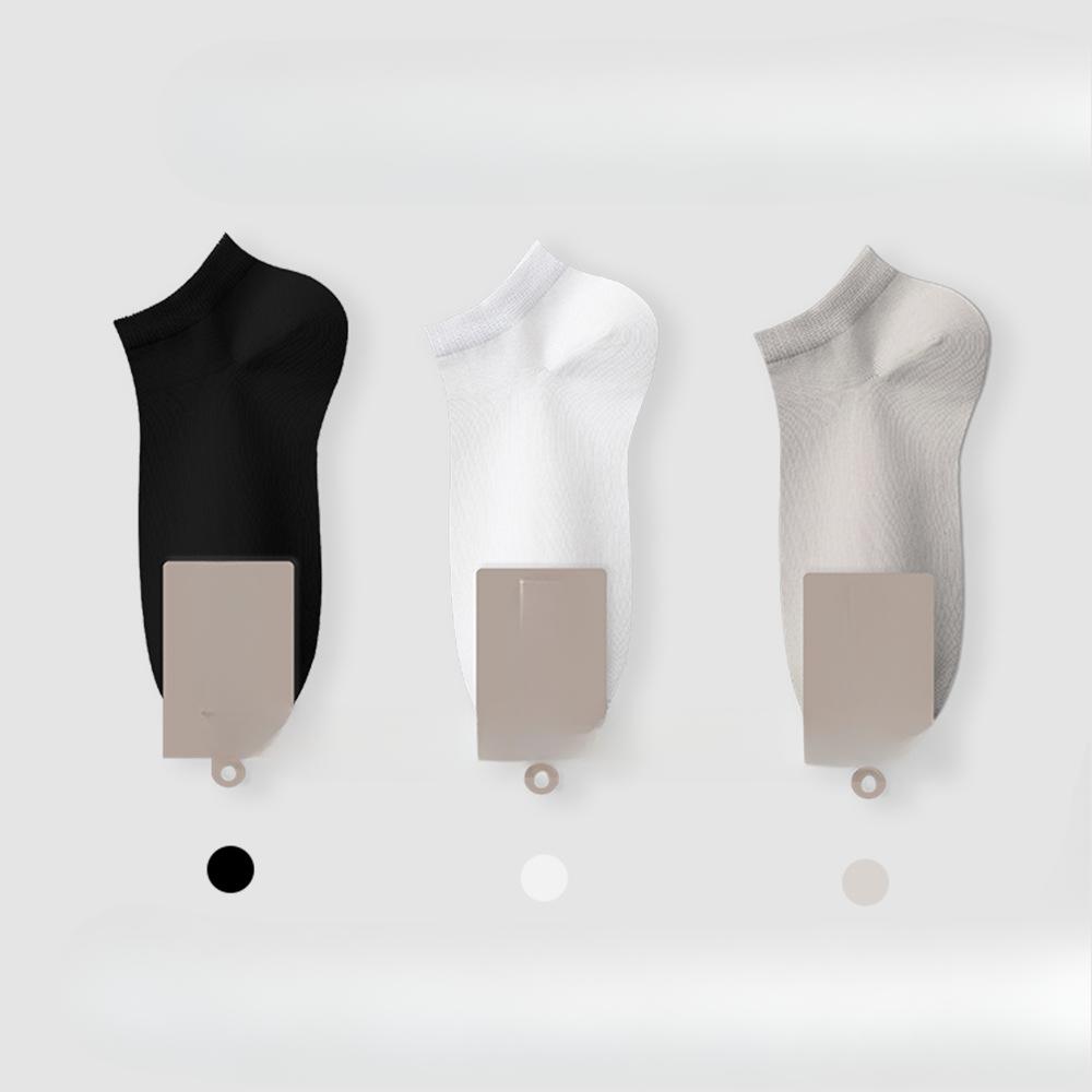 3 Pairs of Men's Spring and Summer Thin Cotton Antibacterial Boneless Breathable Sweat-absorbing Short Boat Socks