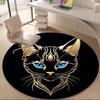1pc Golden Feline Office Round Area Rug, Indoor Mat Suitable ForOffice, Under Office Chairs Bedroom Living Room Home Decor, Room Deco T120