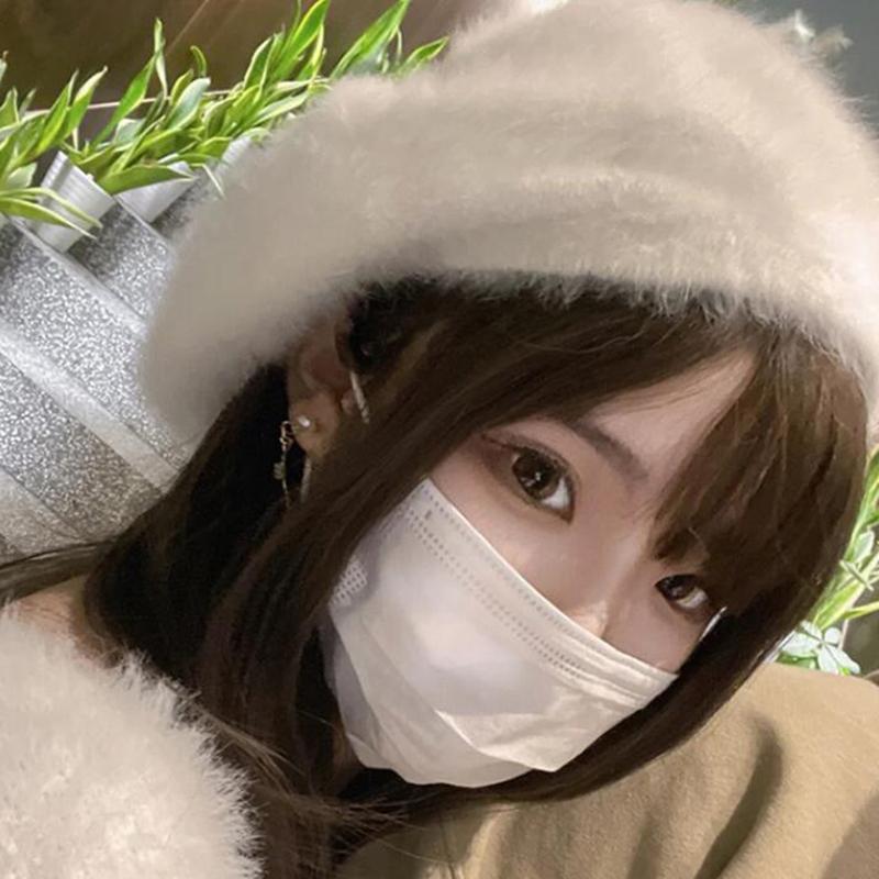 Faux Rabbit Fur Berets for Women Autumn Winter Warm Plush Painter Cap Korean Solid Color Lady Artist Hats