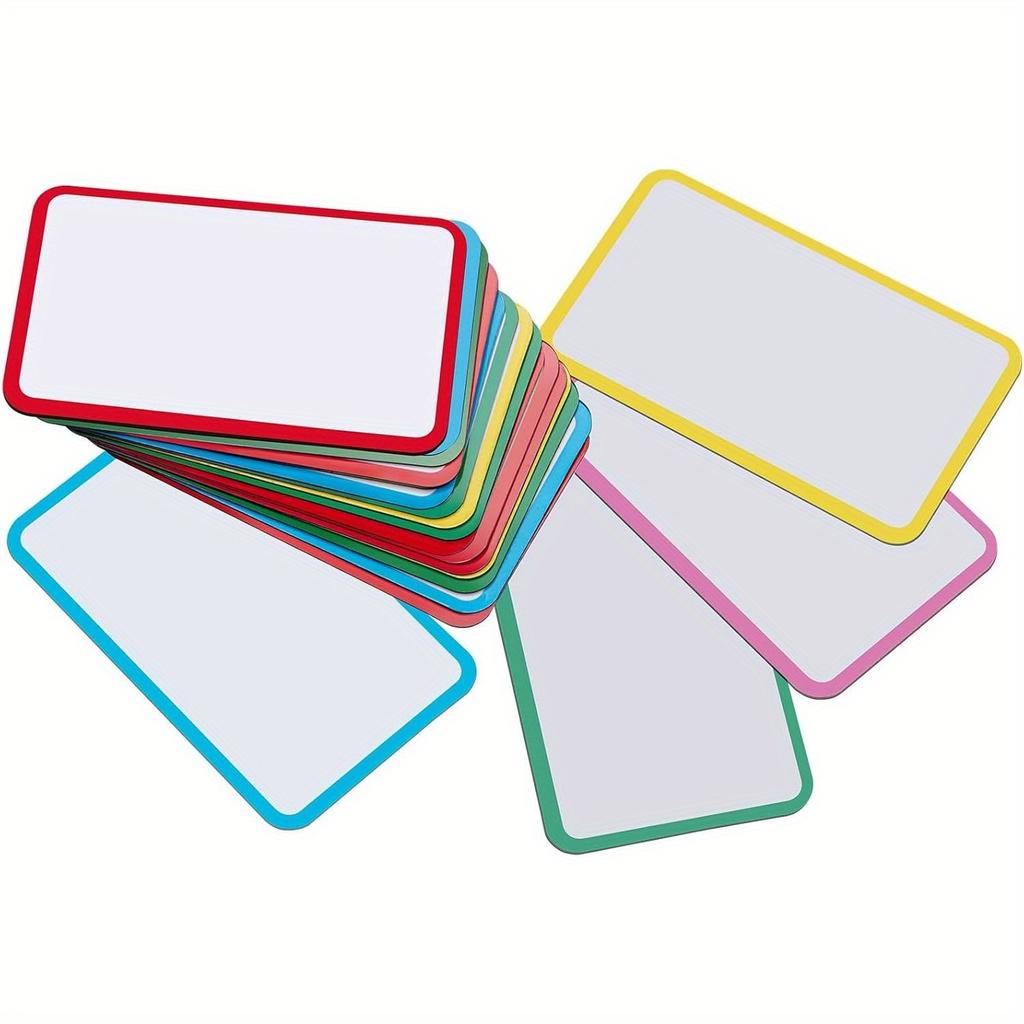 6pcs 7.9×3.5 Inches Magnetic Dry Erase Tags – Color Border Blank Cards, Reusable Magnetic Name Labels for Home, Office, Classroom