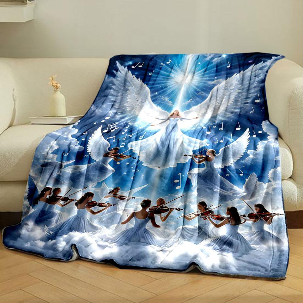 Angelic Violin Choir Blanket  Printed Blanket for Living Room Bed Couch lunch break Soft Cozy Blanket for Friend's festival Gift