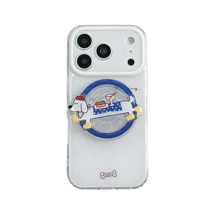 Adorable Sausage Dog Magnetic Stand for iPhone 17/16 Pro Max/15 Pro - Premium Feel Case
