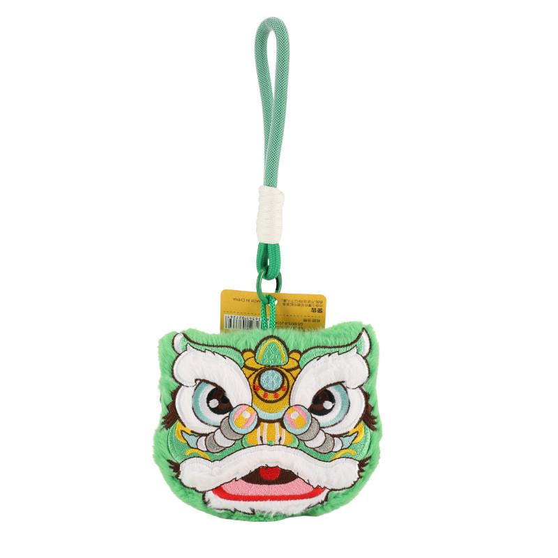 New Year Plush Lion Figurine With Embroidered Features For Chinese Festival Decor