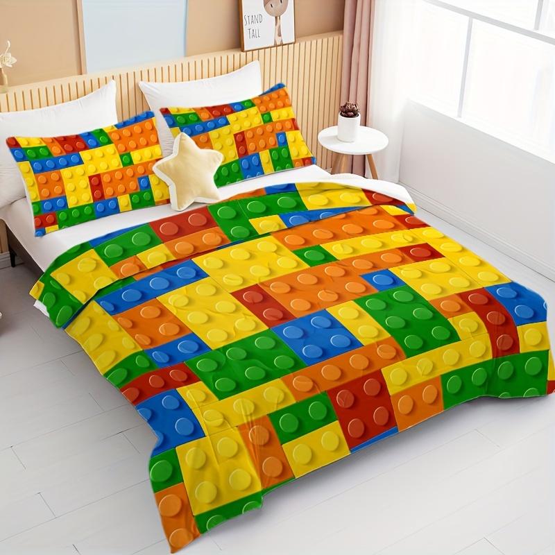 Building Block Bedding Set 3D Printed Duvet Cover Set Single Twin Double Size Home Decor Duvet Cover Set Birthday Gift For Kids
