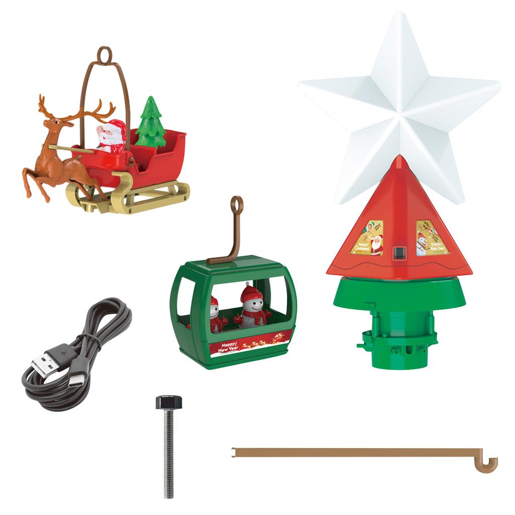 Christmas Tree Topper Spinning Star Animated Funny Xmas Decoration With Musicians For Indoor Home Classroom Party Decor