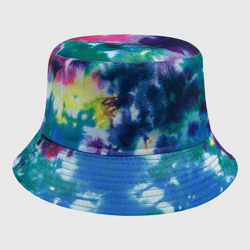 Neutral Summer Tie Dye Printed Fisherman Hat Outdoor Breathable Hat Sunshade