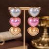 Vintage Three Color Love Earrings Fashionable High End Versatile Women