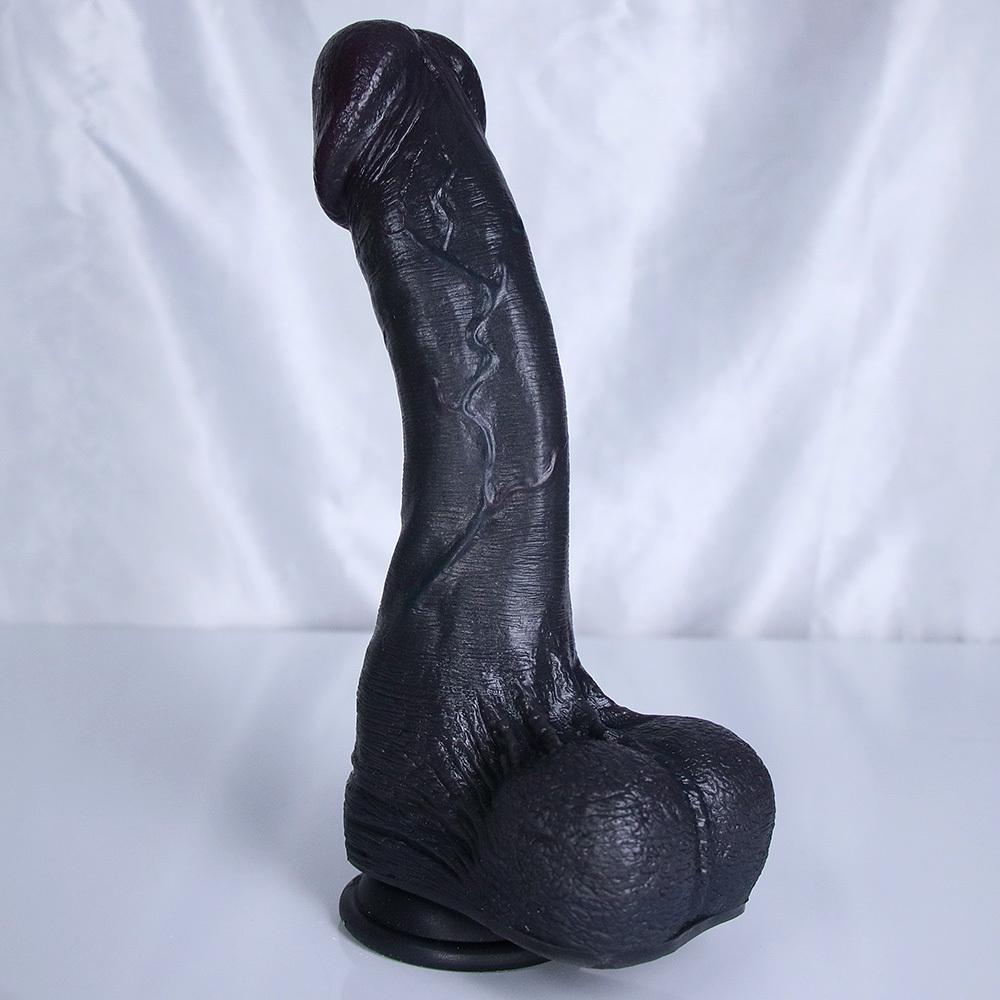 Realistic Black Dildo, Huge Thick Silicone Penis with Strong Suction Cup, Flexible Curved Design, Lifelike Texture, Adult Toy for Women & Couples