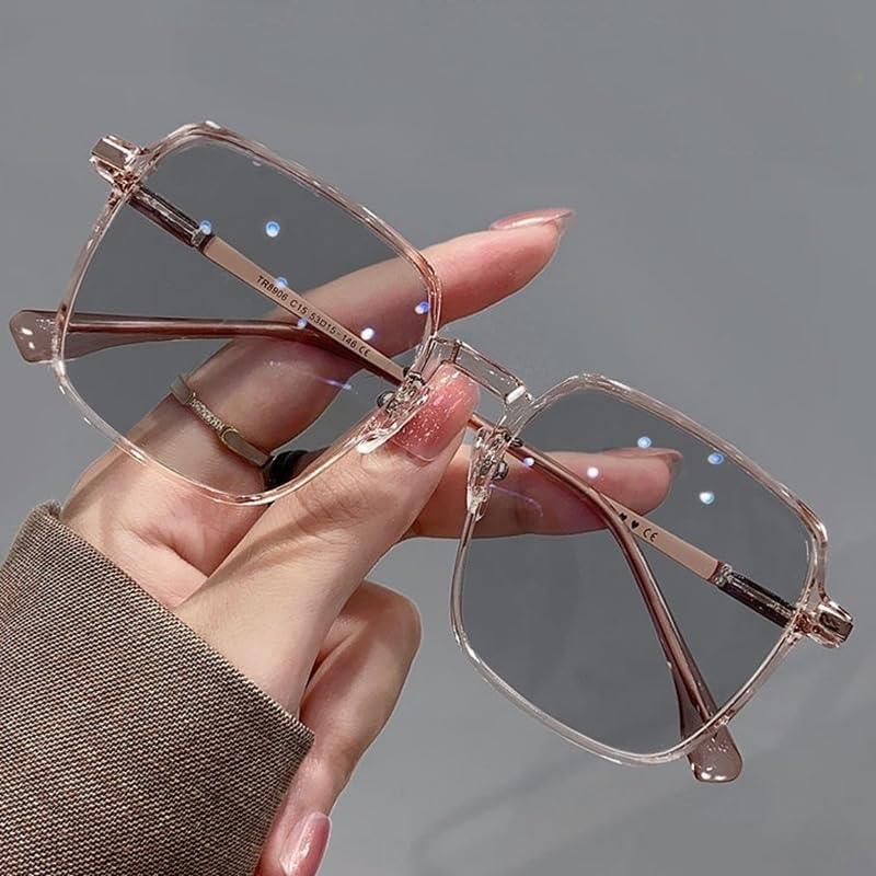 Korean Rimless Photochromic UV Protection [88flix] Sunglasses, Polarized, Color-Changing, Square, (Brown)