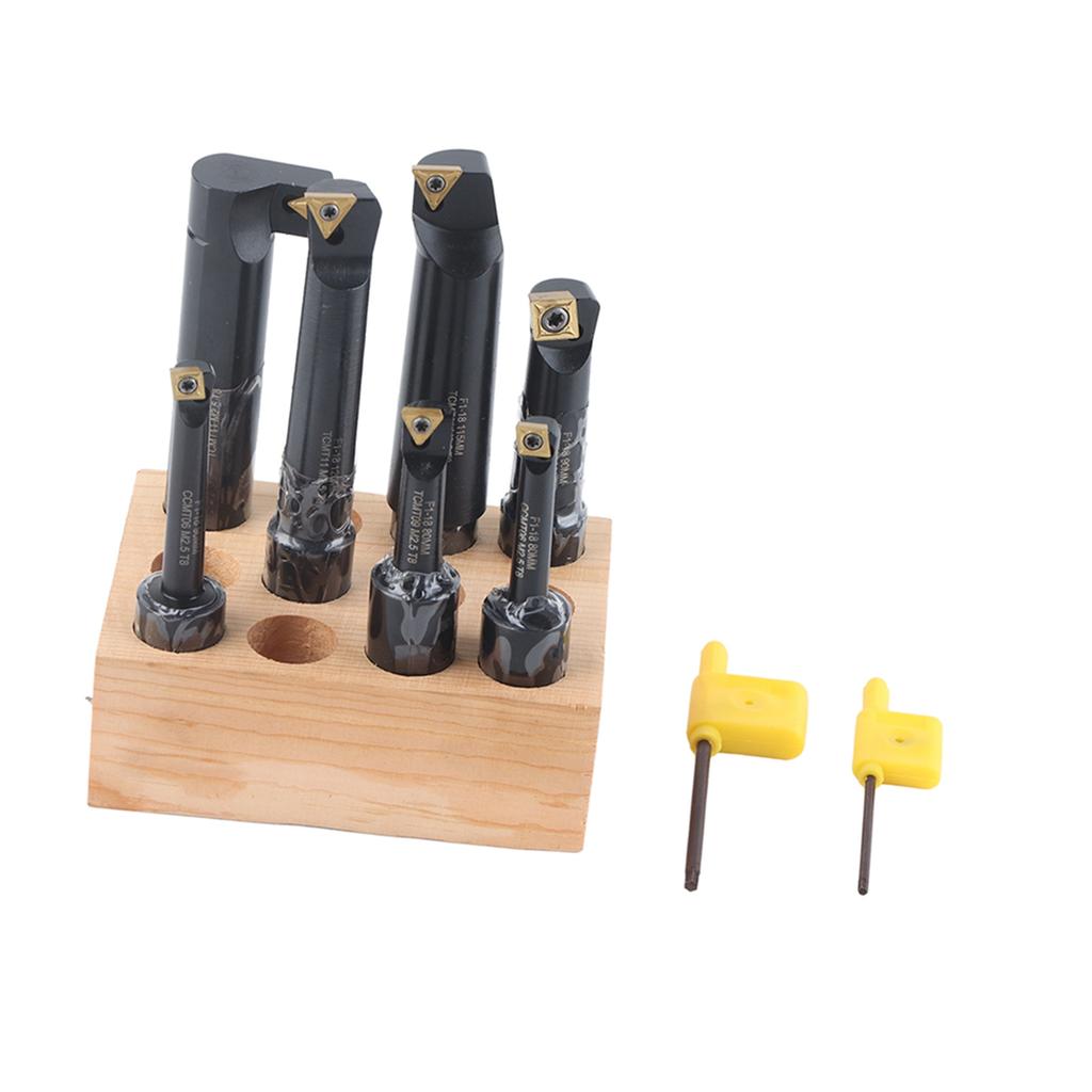 Set 7 buc. unealtă de alezat coadă cilindrică 18mm indexabilă carbură cimentată suport bară de strunjire F1?18