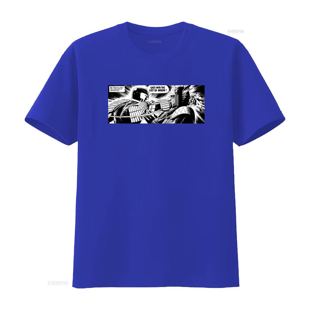 2000 Ad Judge Dredd Fist Of T shirt for Men Retro Comic Style Print vintage Washed Versatile Top For Everyday Wear Unisex