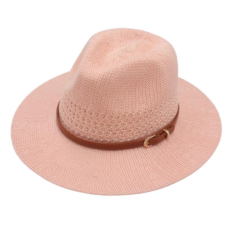 Not Afraid Of Deformation Italian Retro Jazz Hat Leather Buckle Top Hat Flat Brim Versatile Panama Cloakroom Decorative Wide Brim Hat