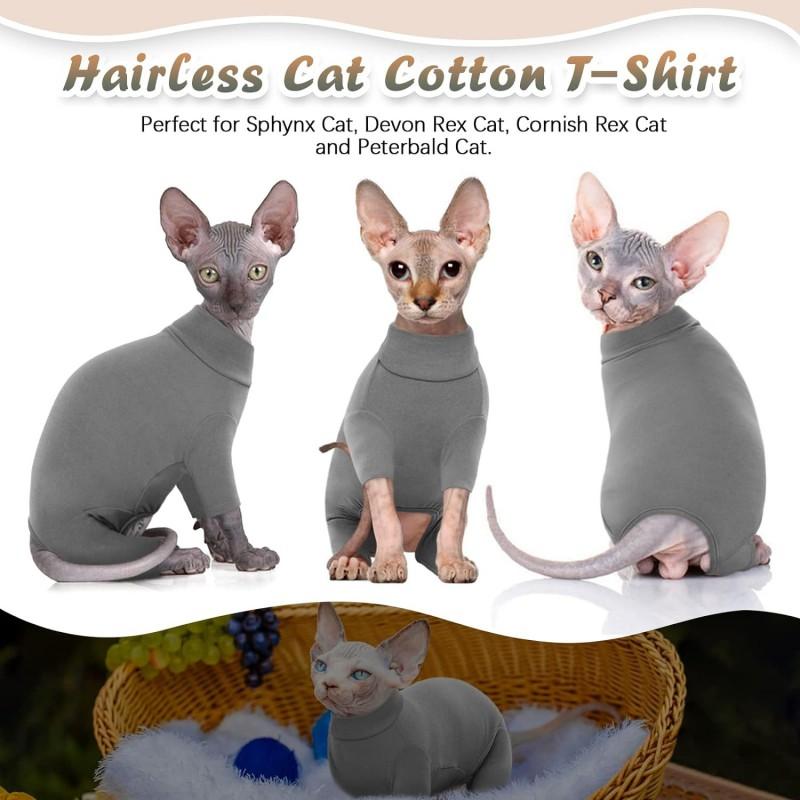 Cat Full-Body Jumpsuit With Turtleneck Warm Sweater Hairless Cats XS To 2XL