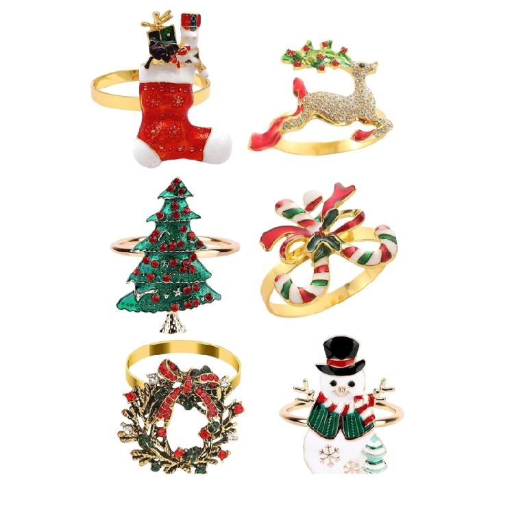 Christmas Tree Deer Shape Napkin Rings Premium Metal Table Decoration for Western Dining Holiday Celebration