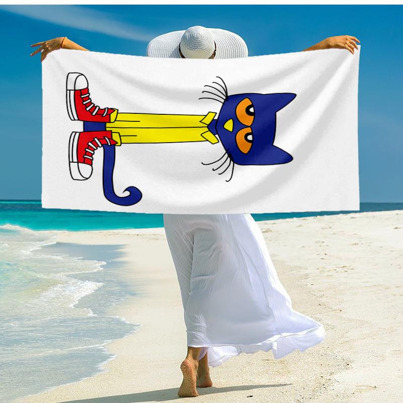 Ultra-Soft Beach Towel with Pete the Cat Theme,Ideal for Pool - Camping, Diving - Perfect Travel Essential, Vibrant Beach Towel.