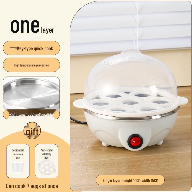 Compact Automatic Egg Boiler & Steamer with Anti-Dry Protection - Perfect for Home Breakfasts