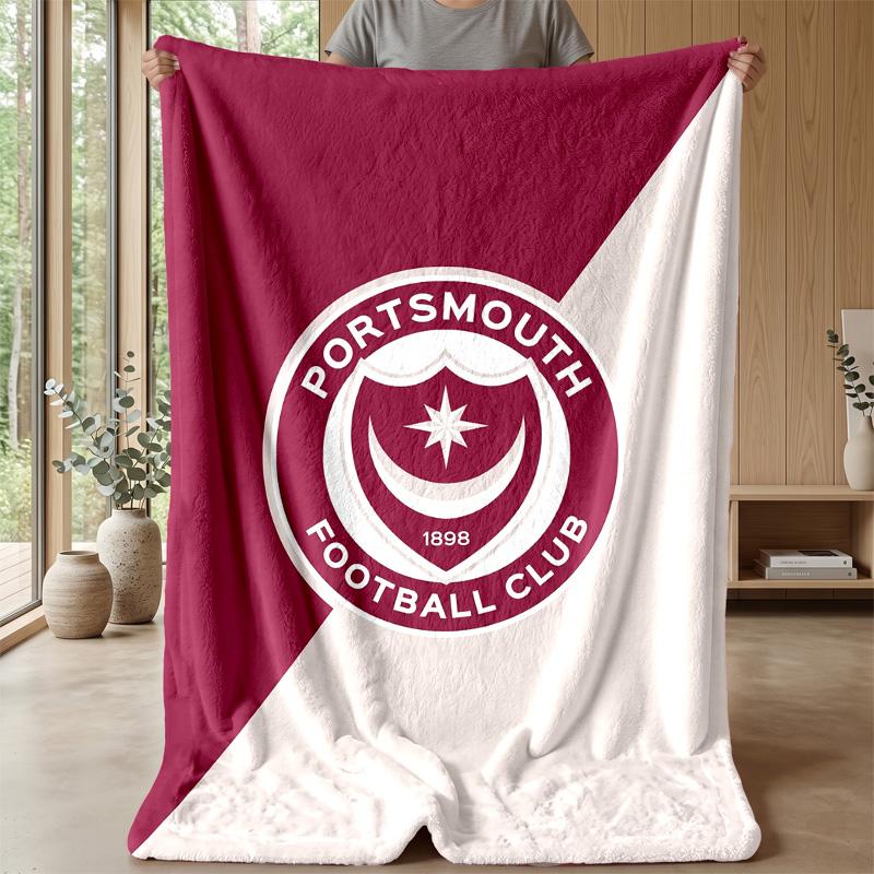 Coperta Morbida in Pile Flanella Portsmouth FC Leggera Accogliente Calda Coperta da Lancio per Divano Letto Decorazione Casa