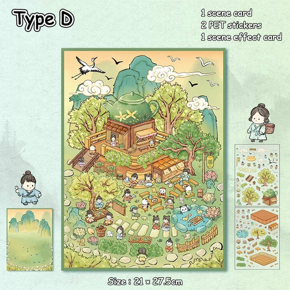 DIY Landscape Stickers 3D Visual Stacking Sticker Cartoon Miniature Scene 3D Stickers