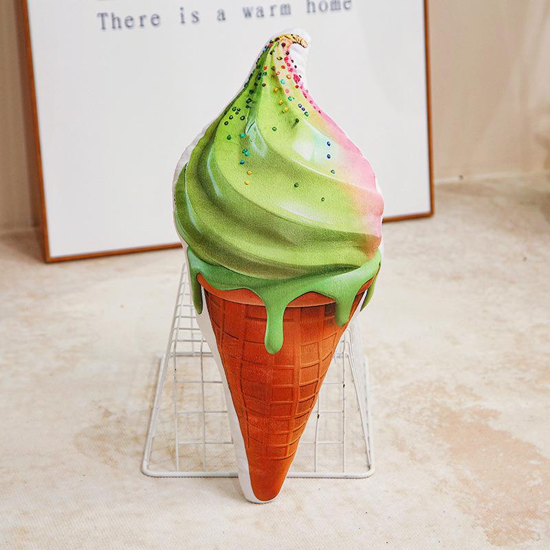 Simulation Cartoon Ice Cream Cone Pillow Plush Toy Ice Cream Doll Children's Props Ornaments Sofa Cushion