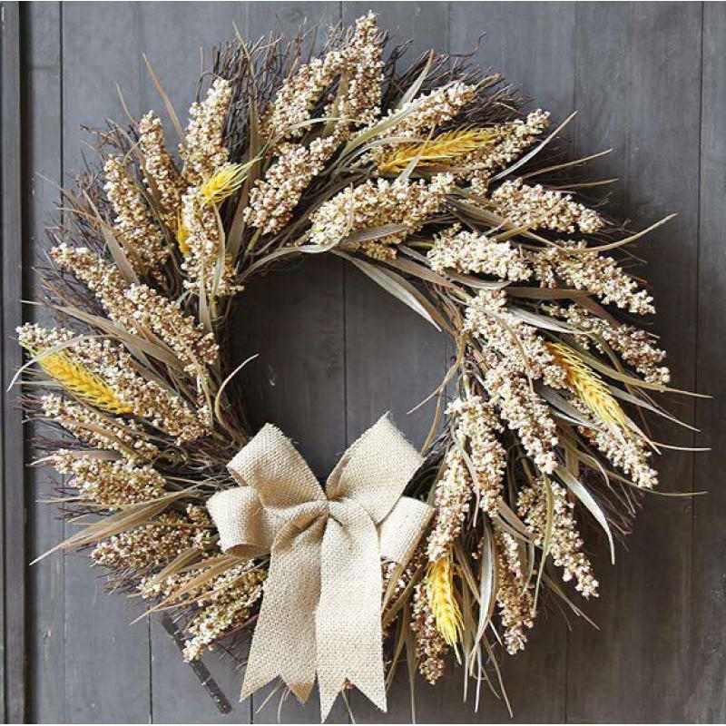 Harvest Wreath With Pumpkins Maple Leaves