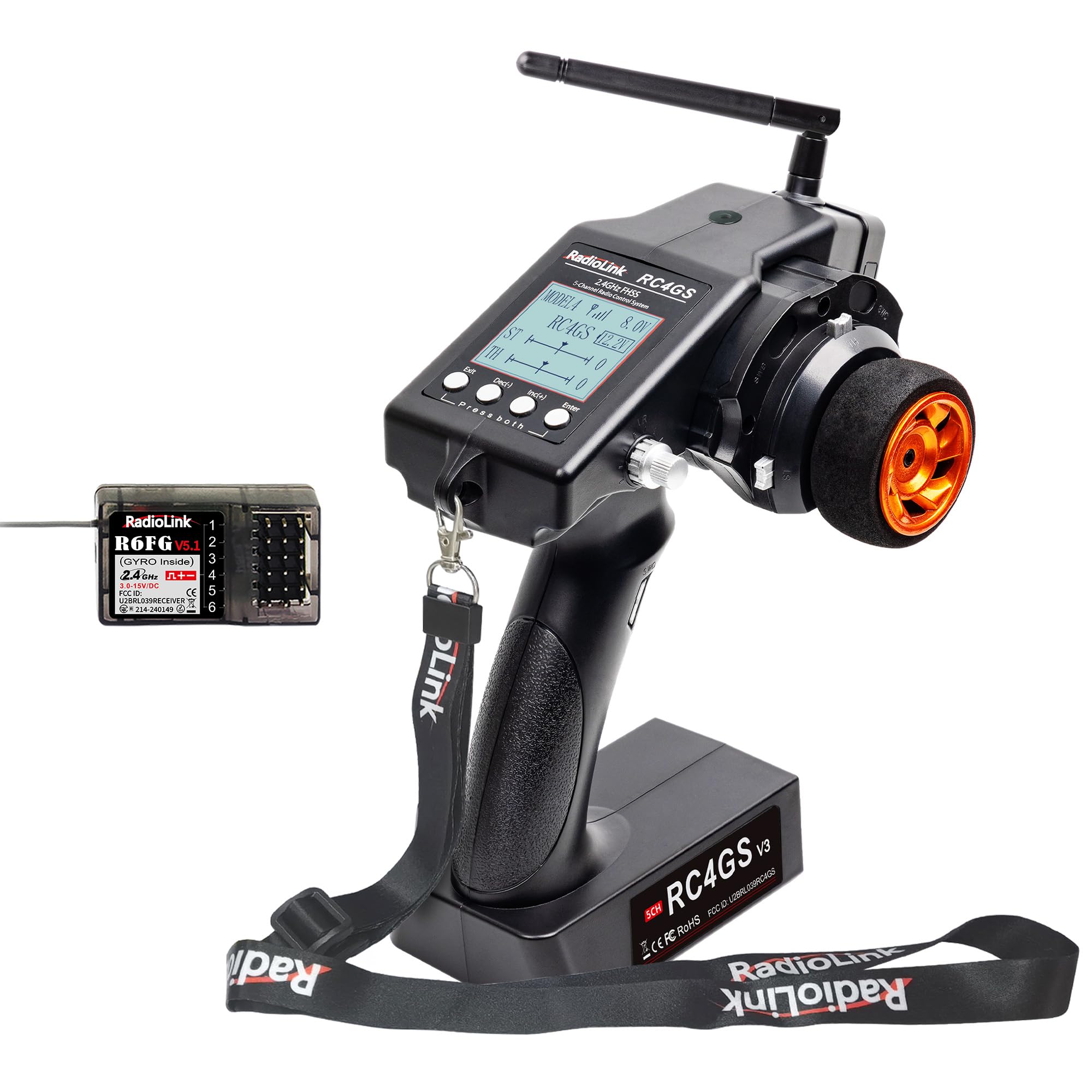 

Передавач RC Radiolink RC4GS V3 5CH, з водонепроникним приймачем R6FG з гіроскопом, радіокерування FHSS 2,4 ГГц, телеметрія напруги, велика відстань 400 м