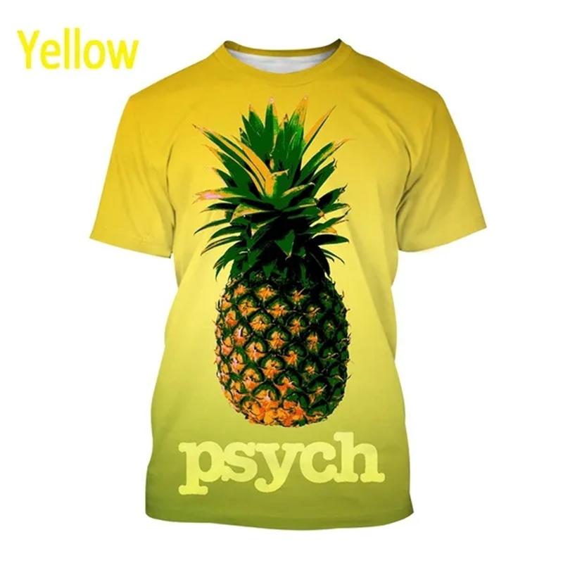Summer New Pineapple Pattern 3D Printing Short-sleeved Breathable T Shirt Men's Women's Tropical Fruit Graphic Streetwear Tops