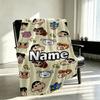 Custom Name Personalized Crayon Shin Print Blanket, Home Decor, Bedroom, Sofa, Camping, Couch, Gifts for Birthday Christmas