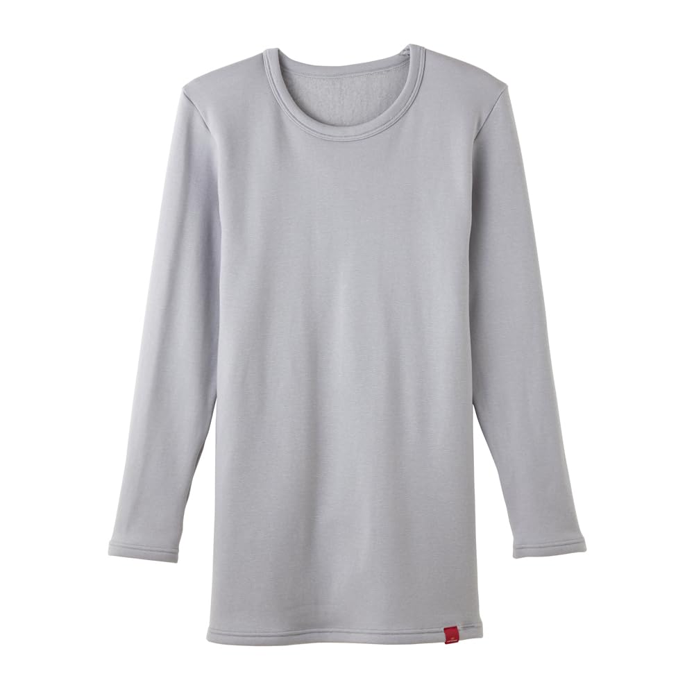 Gunze Hot Magic Extreme Long Crew Neck Inner Light Size L Shirt, MH0808N, Men's, Gray,