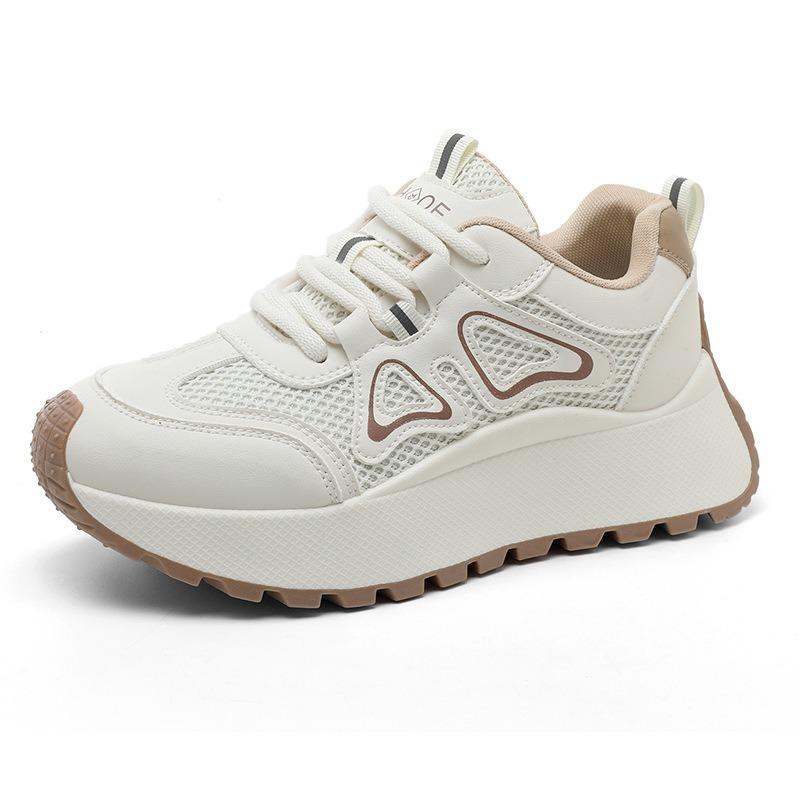 Autumn New Chunky Shallow Women Sneakers Designer All-match Mesh Breathable Casual Vulcanized Shoes Lace-up Female Running Shoes