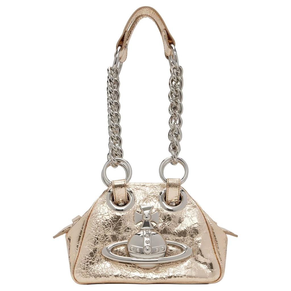 VIVIENNE WESTWOOD West Queen Archive Brand Logo Leather Shoulder Bag Women Shoulder Bag Gold 46020008WL00A7R401