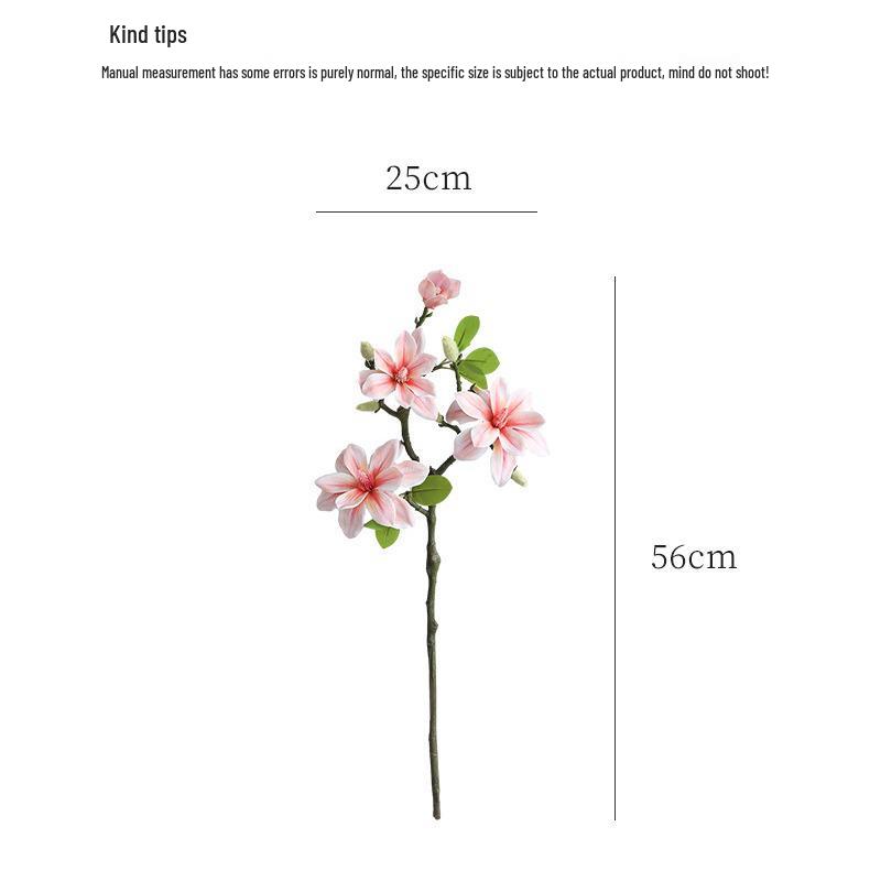 New Chinese Style Hand-Feel Magnolia Artificial Flower Stem for High-End Living or Dining Room Display