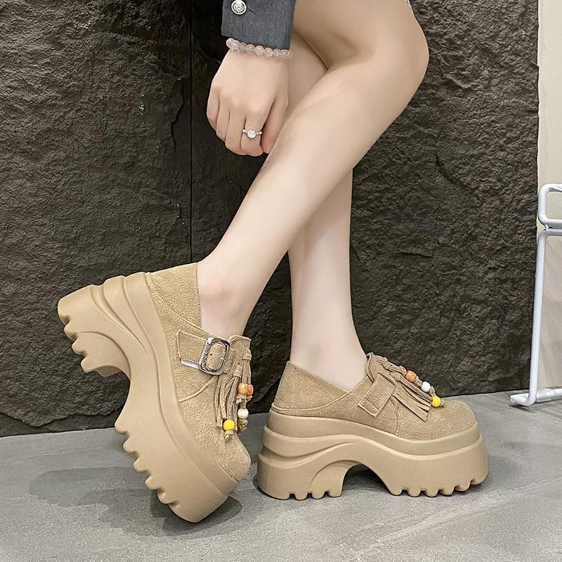 Fashion Womens Loafers Shoes All-Match Female Footwear Clogs Platform Slip-on Summer New Comfortable Dress Creepers Spring Lace-Up