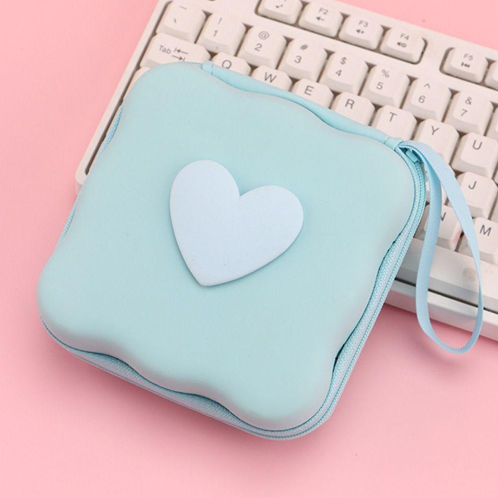 Portable Zipper Bag 3D Love Heart Pocket Pouch Fashion Storage Bags  Headphone Data Cable