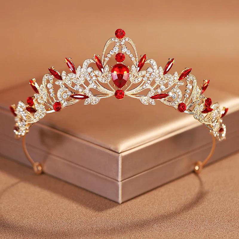 Bridal Headwear Full of Baroque Atmosphere Classical Gold-colour Ladies' Crown for Wedding Bride and Girl Birthday
