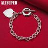 925 Sterling Silver TO Clasp Heart Pendant Bracelet Jewelry