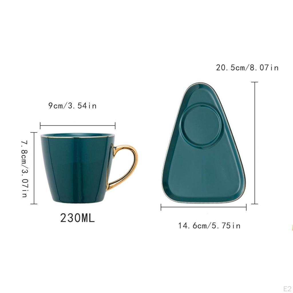 2 Piece Ceramic Mug Set, Cappuccino Cup with Saucer And Spoon, Creative Milk Mug, for