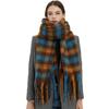 Foreign trade winter thickened imitation mohair small plaid scarf European and American new thick tassel plaid scarf shawl manufacturer