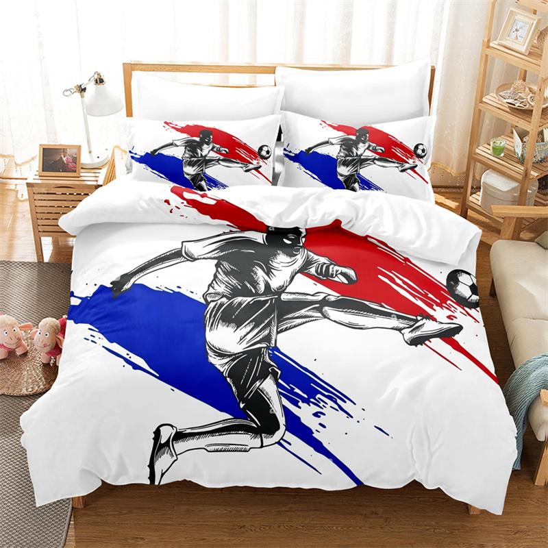 Football Bedding Set Boys Duvet Cover Ball-game Star Quilt Cover Room Gorgeous Competitive Sports Bedding Queen Duvet Cover Set