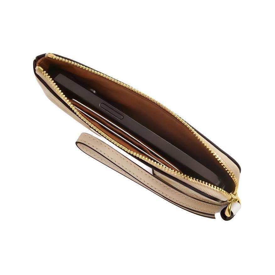 Coach Corner Zip 16 Floral Print Logo Coated Canvas And Leather Clutch Bag Small Women Clutch Bag Gold Light-Khaki Chalk CR973-IMOTV