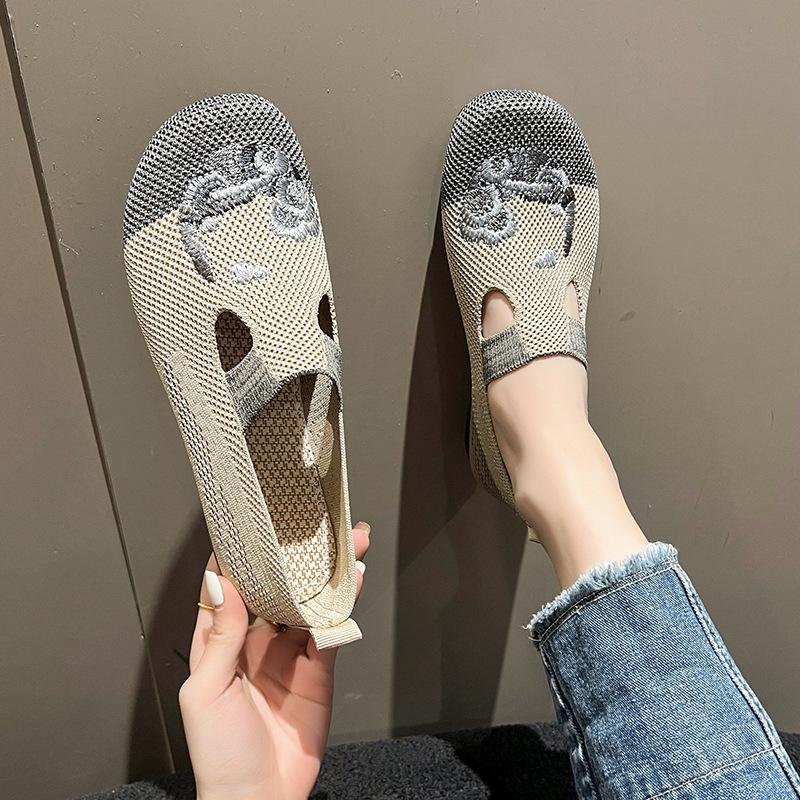 Shoes soft sole flat heel cloth shoes shallow mouth mother shoes embroidered casual shoes