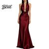 Retro-Stil Kleid Damen Sexy Rückenfrei Maxikleid Tiefes V-Ausschnitt Ärmellos Weich