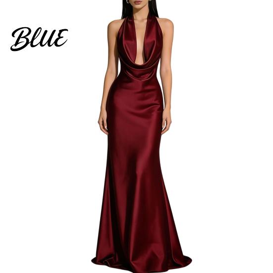 Retro-Stil Kleid Damen Sexy Rückenfrei Maxikleid Tiefes V-Ausschnitt Ärmellos Weich