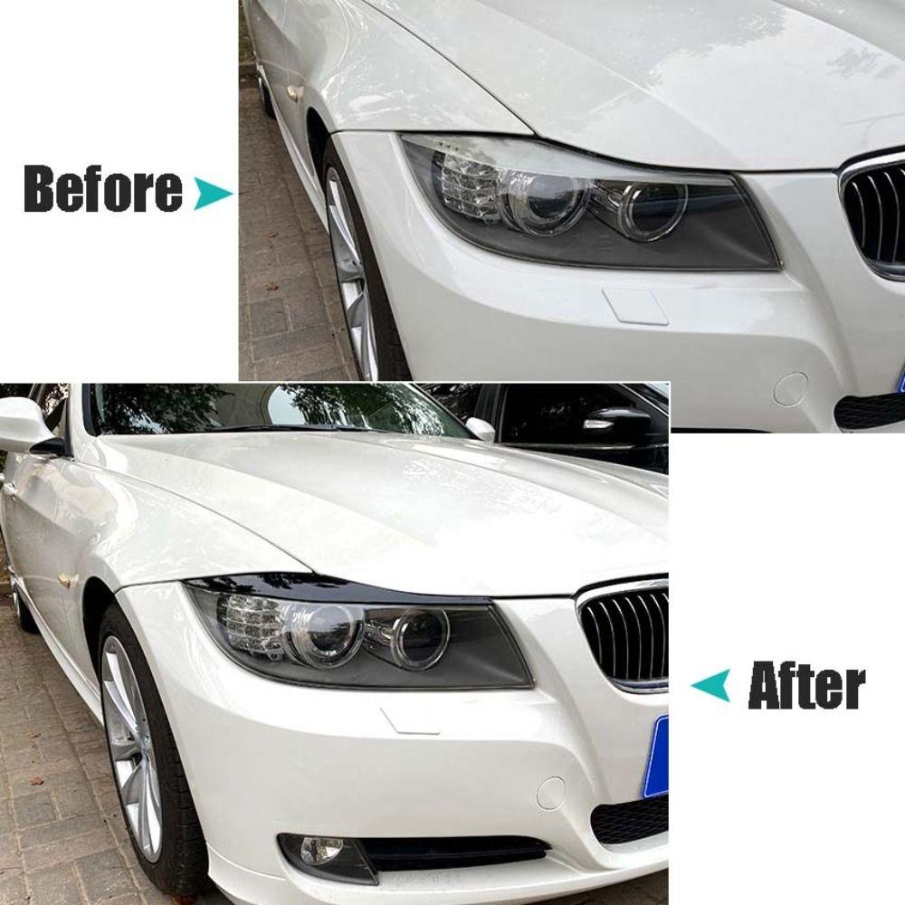 ABS Headlight Eyebrows Gloss Black Headlamp Hood Stickers for BMW 3 Series E90 E91 2005-2012