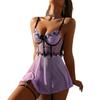 New, sexy perspective mesh printing lace suspender nightdress women