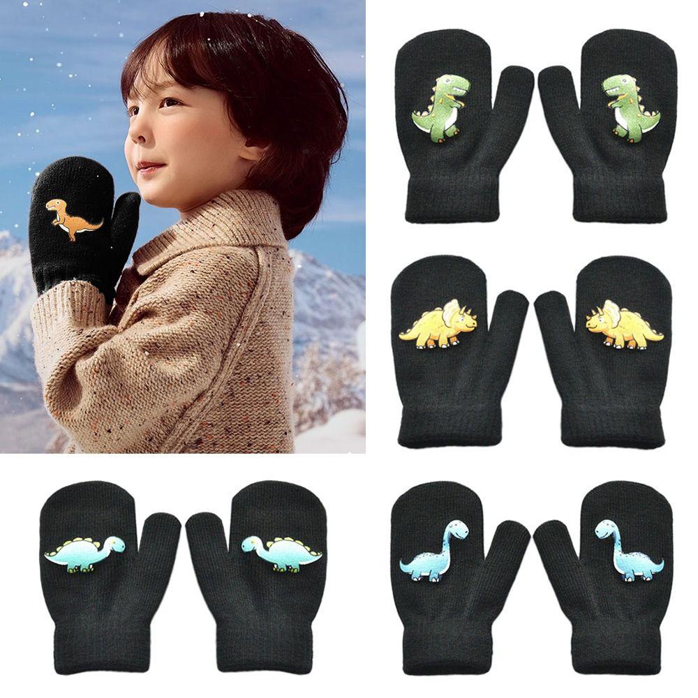 Winter Thicken Velvet Children Baby Gloves Keep Warm Soft Full Finger Mittens Elastic Cartoon Winter Gloves