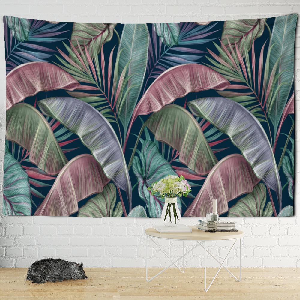 

Гобелен с тропическими растениями, настенный Гобелен для девочек, психоделический колдовство, натуральный богемный хиппи, домашний декор для спальни 95x70cm