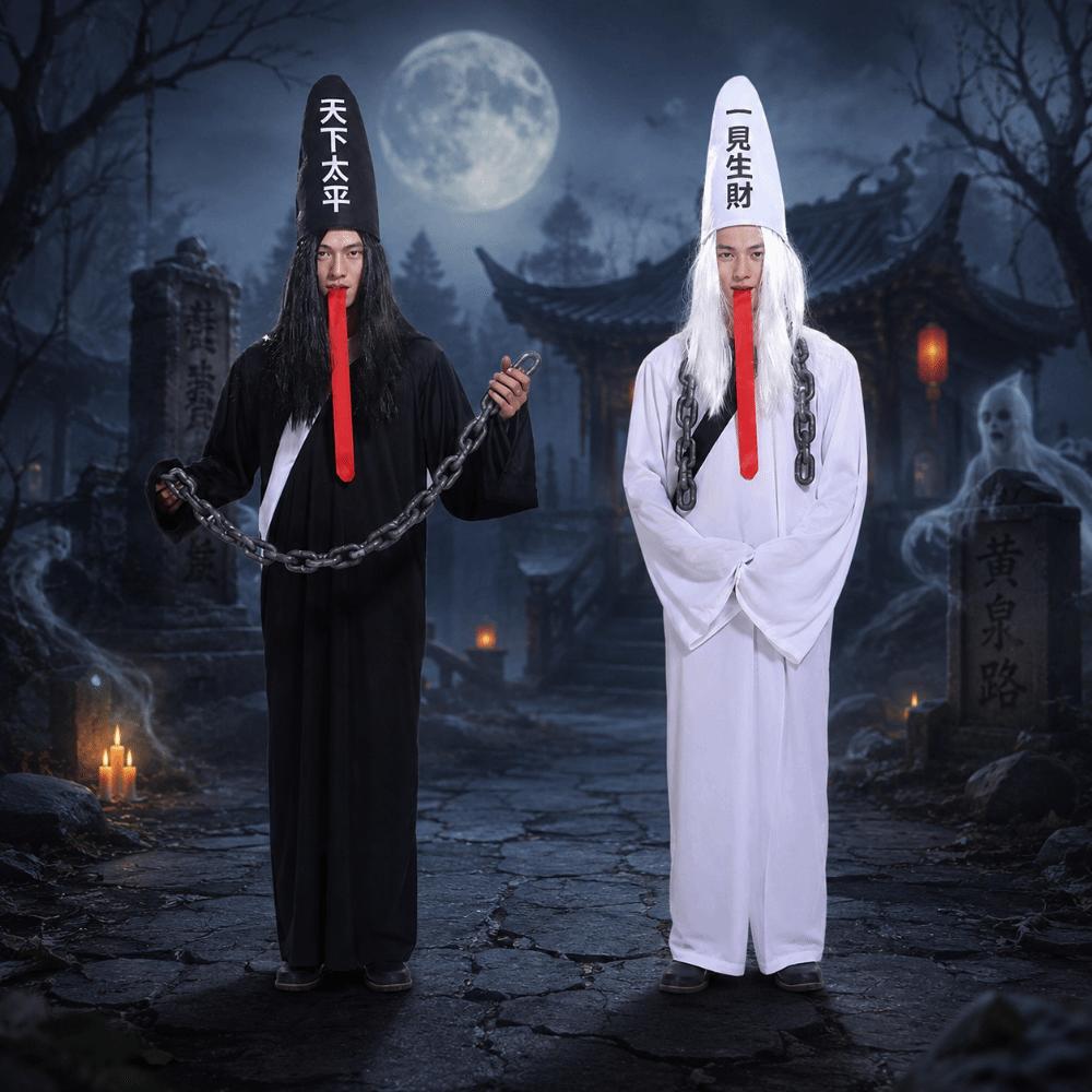 Fan Wujiu Chinese Soul Escort Costume Chinese Underworld Hei and Bai Wuchang Ghost Festival